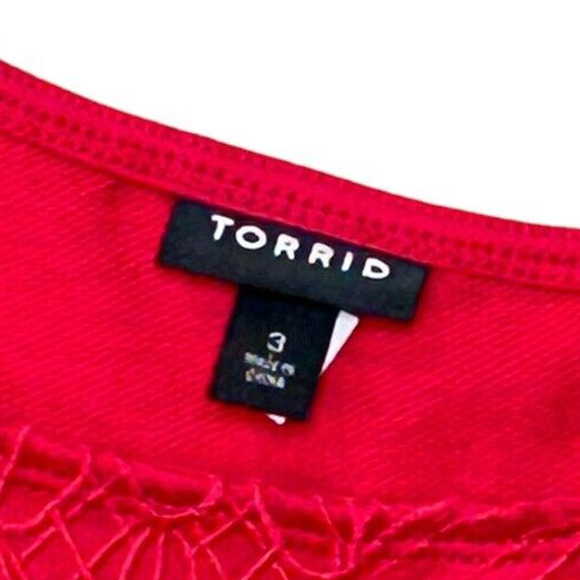 Torrid Off Shoulder Lightweight Embroidered Lace Top Red Women's Plus Size 3X - Picture 2 of 9